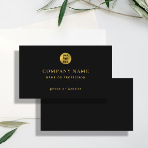 Luxury Black Gold Minimal Business Logo Contact Card