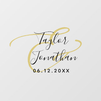 Luxury Black & Gold Minimal Classy Custom Wedding Window Cling