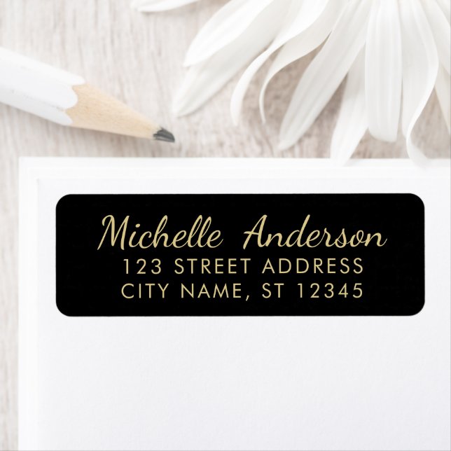 luxury Black Gold Minimal Script  Return Address   (Insitu)