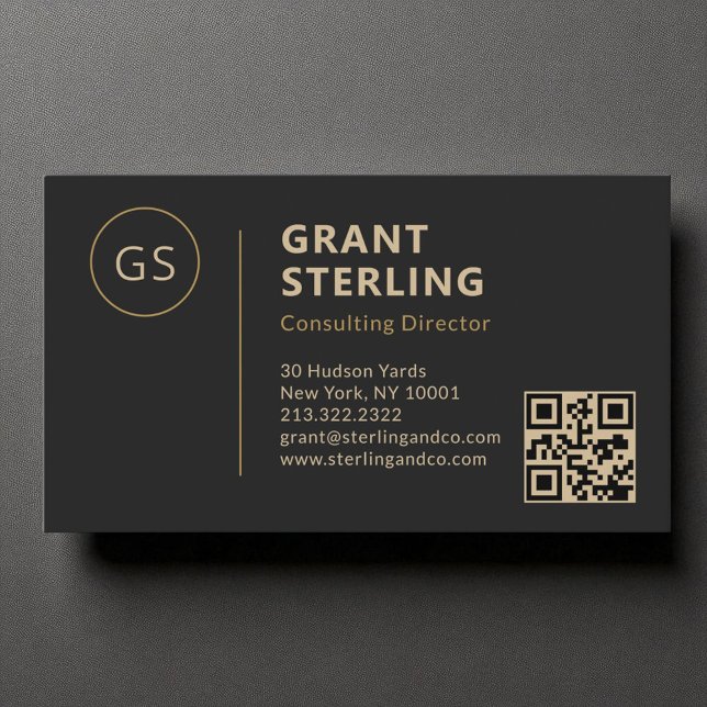 Luxury Black Gold Minimalist Professional QR Code  Business Card (Creator Uploaded)