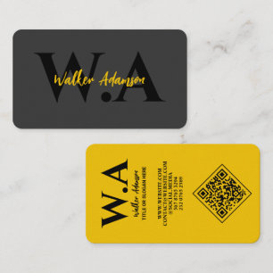Luxury Black & Gold Modern Professional Monogram Business Card