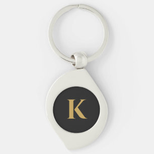 Luxury Black Gold Monogram K Key Ring