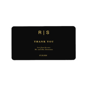 Luxury Black Gold Monogram Return Address Label