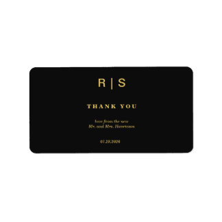 Luxury Black Gold Monogram Return Address Label