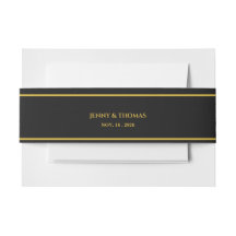 Luxury Black & Gold Monogram Wedding Belly Band