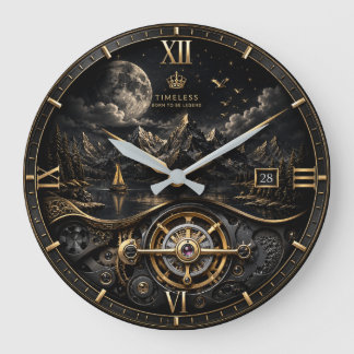 Luxury Black Gold Mountain Watch – Timeless Elegan Large Clock
