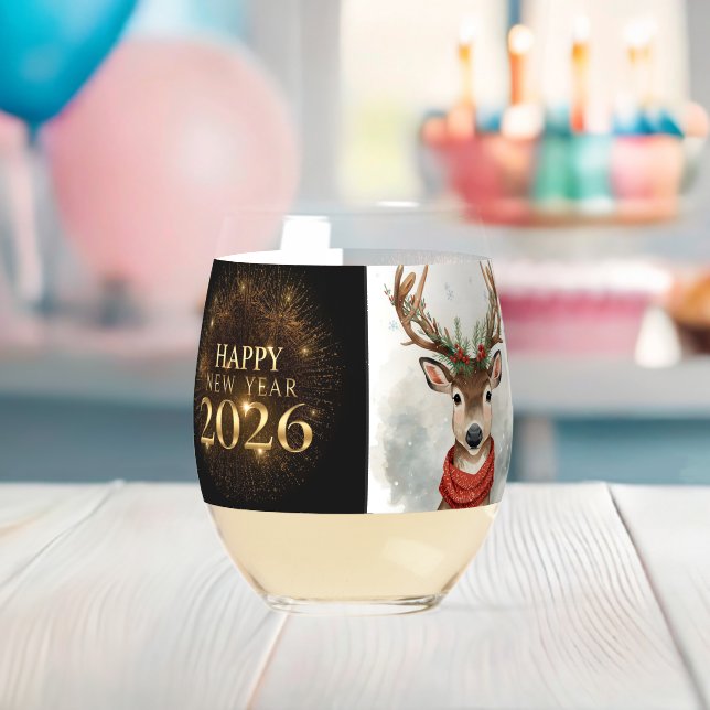 Luxury black gold new year Wine glass (Insitu (Baby Shower))