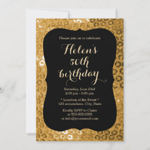 Luxury Black & Gold Paillettes Birthday Party Invitation