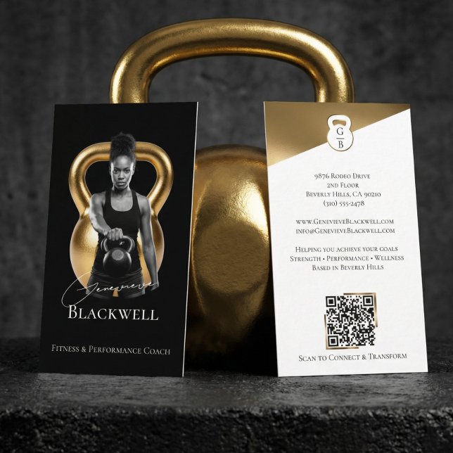 Luxury Black Gold Personal Trainer Fitness Photo  Business Card (Luxury Black Gold Personal Trainer Fitness Photo Business Card)