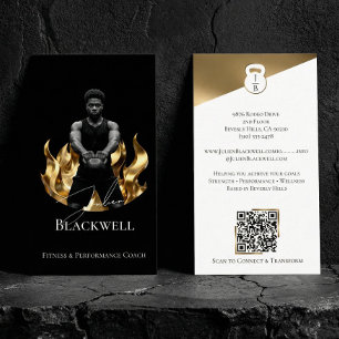 Luxury Black Gold Personal Trainer Fitness Photo  Business Card