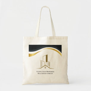 Luxury Black & Gold Personalised Real Estate Tote Bag