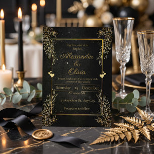 Luxury Black & Gold Personalized Invitation Card