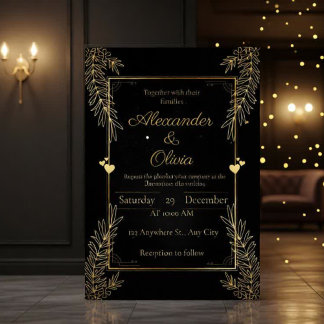 Luxury Black & Gold Personalized Invitation Card
