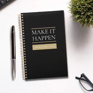 Luxury Black & Gold Planner Custom Name & Year