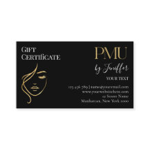 Luxury Black & Gold PMU Gift Certificate Card