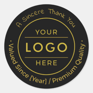 Luxury Black Gold Professional Business Logo Classic Round Sticker