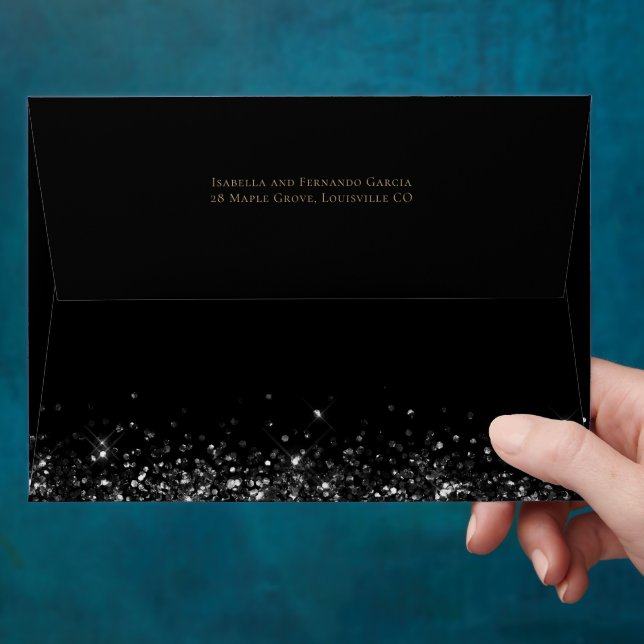 Luxury Black Gold Quinceañera  Envelope (Hand)