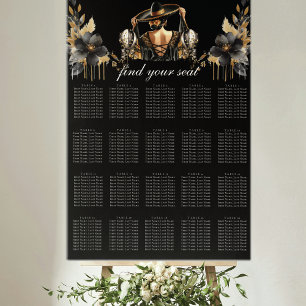 Luxury Black Gold Quinceañera Seating Chart