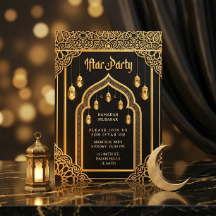 Luxury Black Gold Ramadan Iftar  Invitation