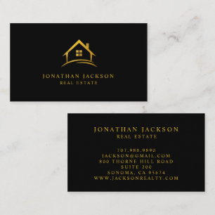 Luxury Black Gold Real Estate House Logo Business Card