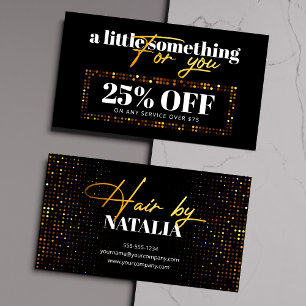 Luxury Black Gold Sparkle Hairdresser Discount Card