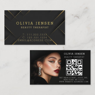Luxury Black Gold Sparkling Glitter Stars Beauty  Business Card
