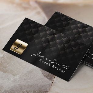 Luxury Black & Gold Stock Broker Business Card