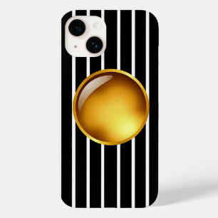 Luxury Black & Gold Striped iPhone 16 Case Gloss