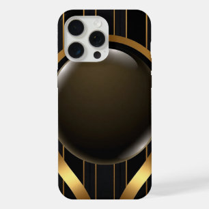Luxury Black & Gold Striped iPhone 16 Case Gloss