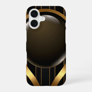 Luxury Black & Gold Striped iPhone 16 Case   Gloss