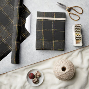 Luxury Black & Gold Tartan Elegant Plaid Wrapping Paper