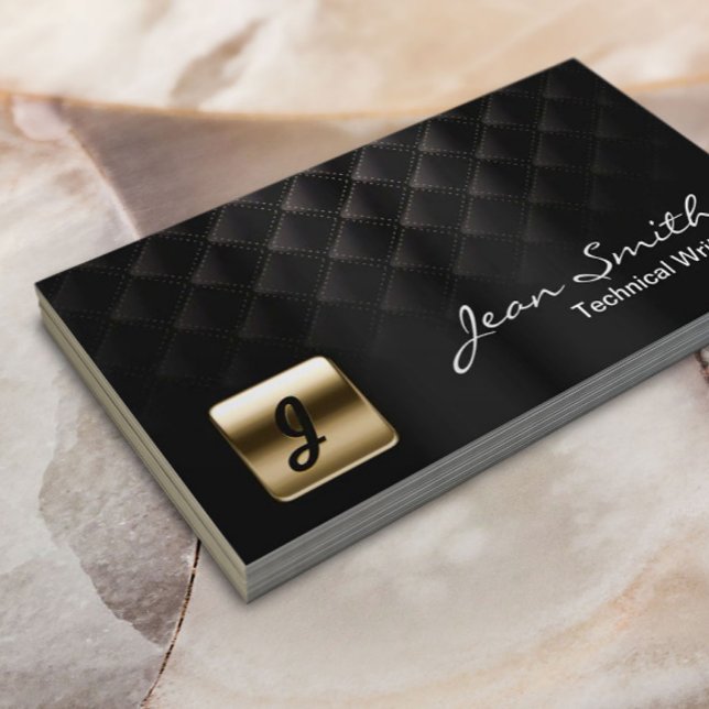Luxury Black & Gold Technical Writer Business Card (Creator Uploaded)