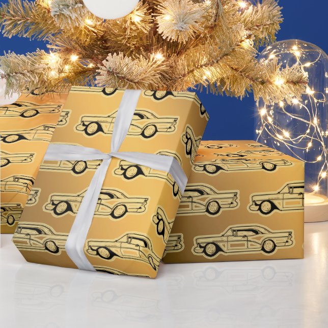 Luxury Black Gold Vintage Car Wrapping Paper (Holidays)