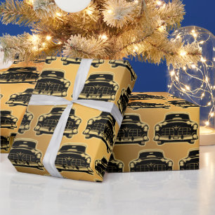 Luxury Black Gold Vintage Car Wrapping Paper