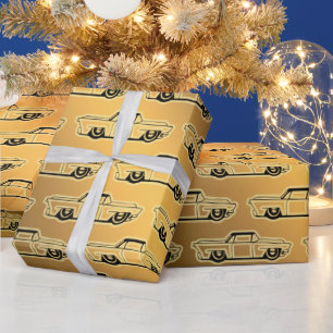 Luxury Black Gold Vintage Car Wrapping Paper