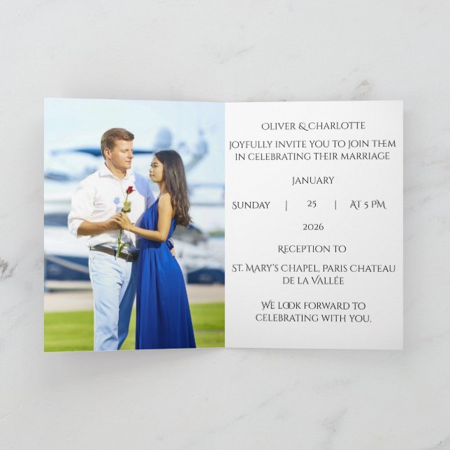 Luxury Black & Gold Wax Seal Wedding Invitation  (Inside)