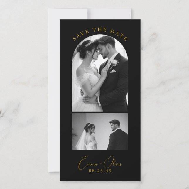 Luxury Black & Gold Wedding Bookmark Save the Date (Front)