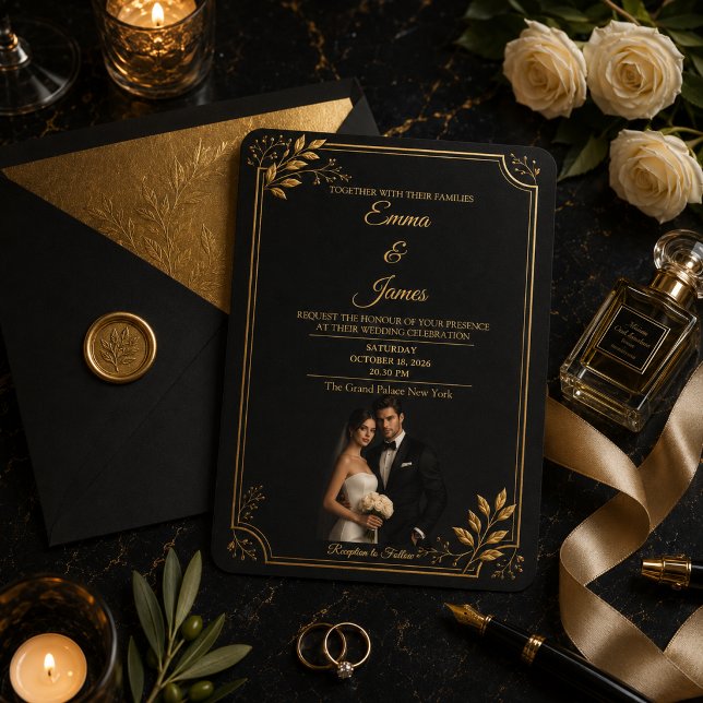 Luxury Black Gold Wedding Invitation (Creator Uploaded)
