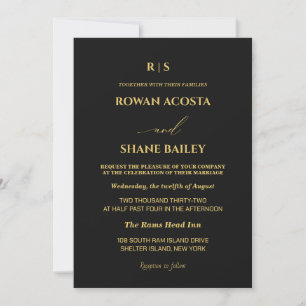 Luxury Black & Gold Wedding Invitation