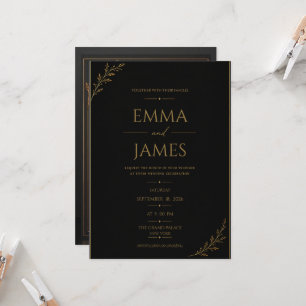 Luxury Black & Gold Wedding Invitation. Invitation