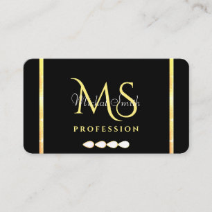 Luxury Black Golden Sparkle Jewels Monogram Ornate Business Card