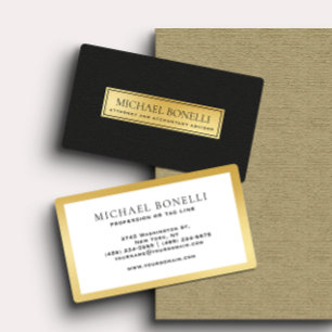 Luxury Black Leather Gold Label Corporate Business Card