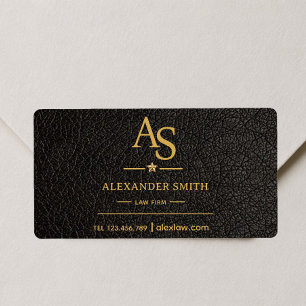 Luxury Black Leather Gold Monogram Business Brand