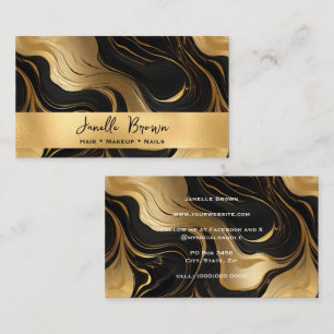 Luxury Black Marble and Gold Foil Business Card