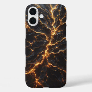 Luxury Black Marble Case Golden Electric Lightning