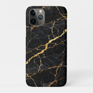 Luxury Black Marble Gold Monogram Business Brand iPhone 11 Pro Case