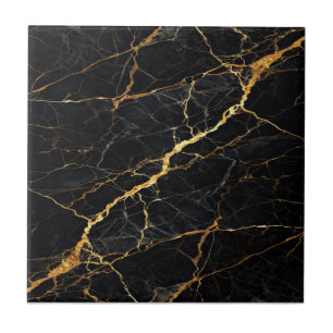 Luxury Black Marble Gold Monogram Business Brand Tile