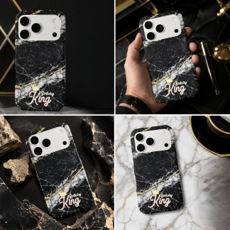 Luxury Black Marble Gold Monogram Phone Case 