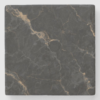 Luxury Black Marble & Gold Veins Halloween Stone Coaster