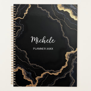 Luxury Black Marble Planner Elegant Gold